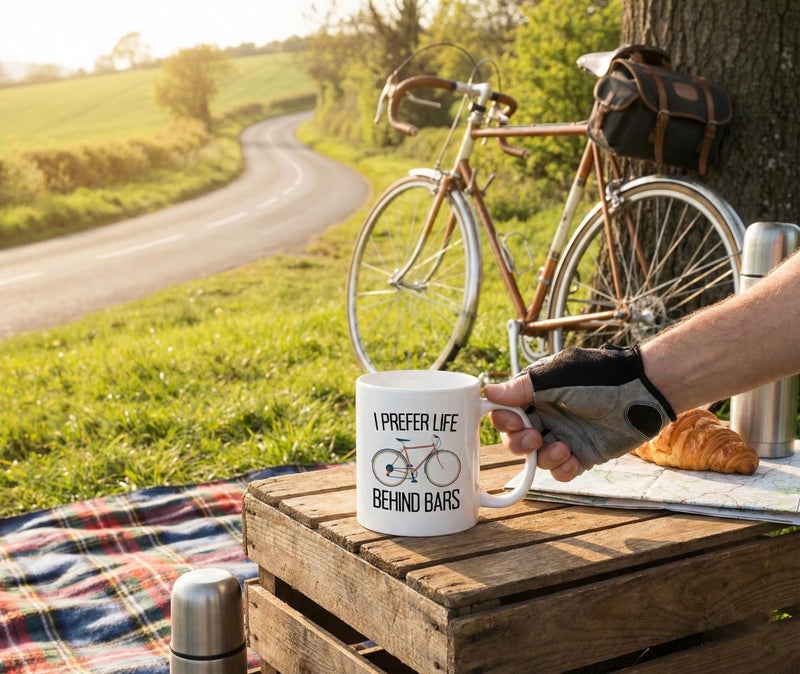 Casitika Cycling Gifts for Men and Women. I Prefer Life Behind Bars. Humorous Bicycle Novelty 11 oz Mug. Gift idea for Bike Enthusiasts. - Image 5